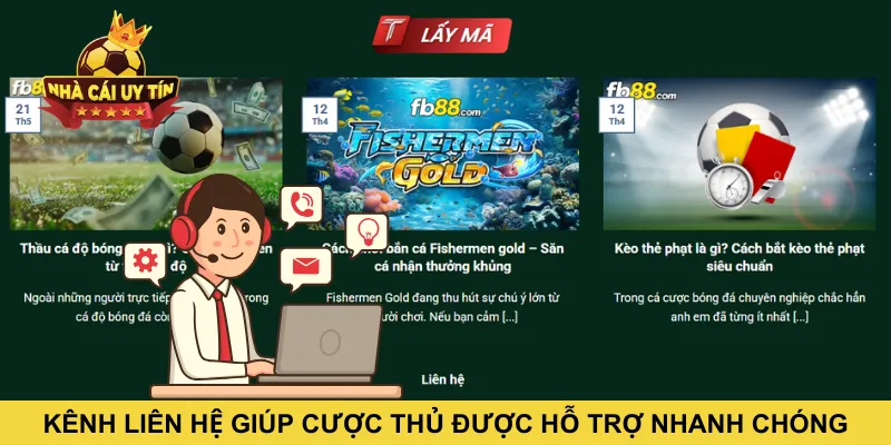 Kênh liên hệ giúp cược thủ được hỗ trợ nhanh chóng