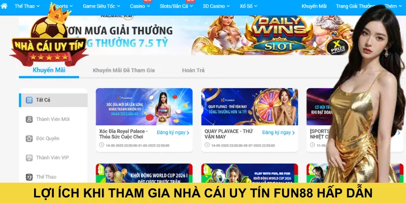 Lợi ích khi tham gia nhà cái uy tín FUN88 hấp dẫn
