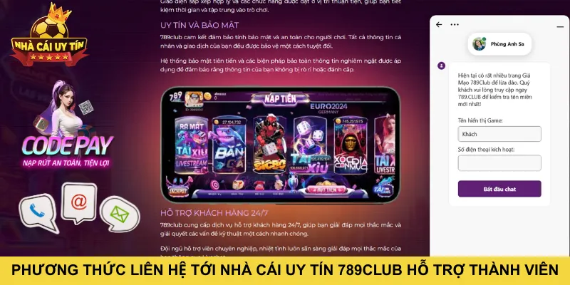Phương thức liên hệ tới nhà cái uy tín 789CLUB hỗ trợ thành viên