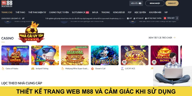 Thiết kế trang web M88 và cảm giác khi sử dụng