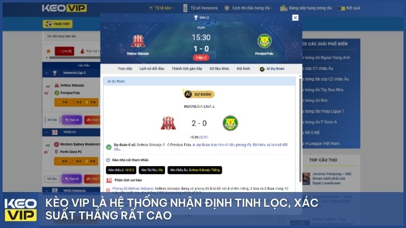 Kèo VIP là hệ thống nhận định tinh lọc, xác suất thắng rất cao.